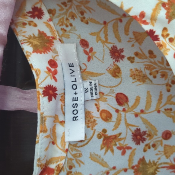 Rose & Olive Orange/Cream Flowy Top - Size 1X - Picture 3 of 5